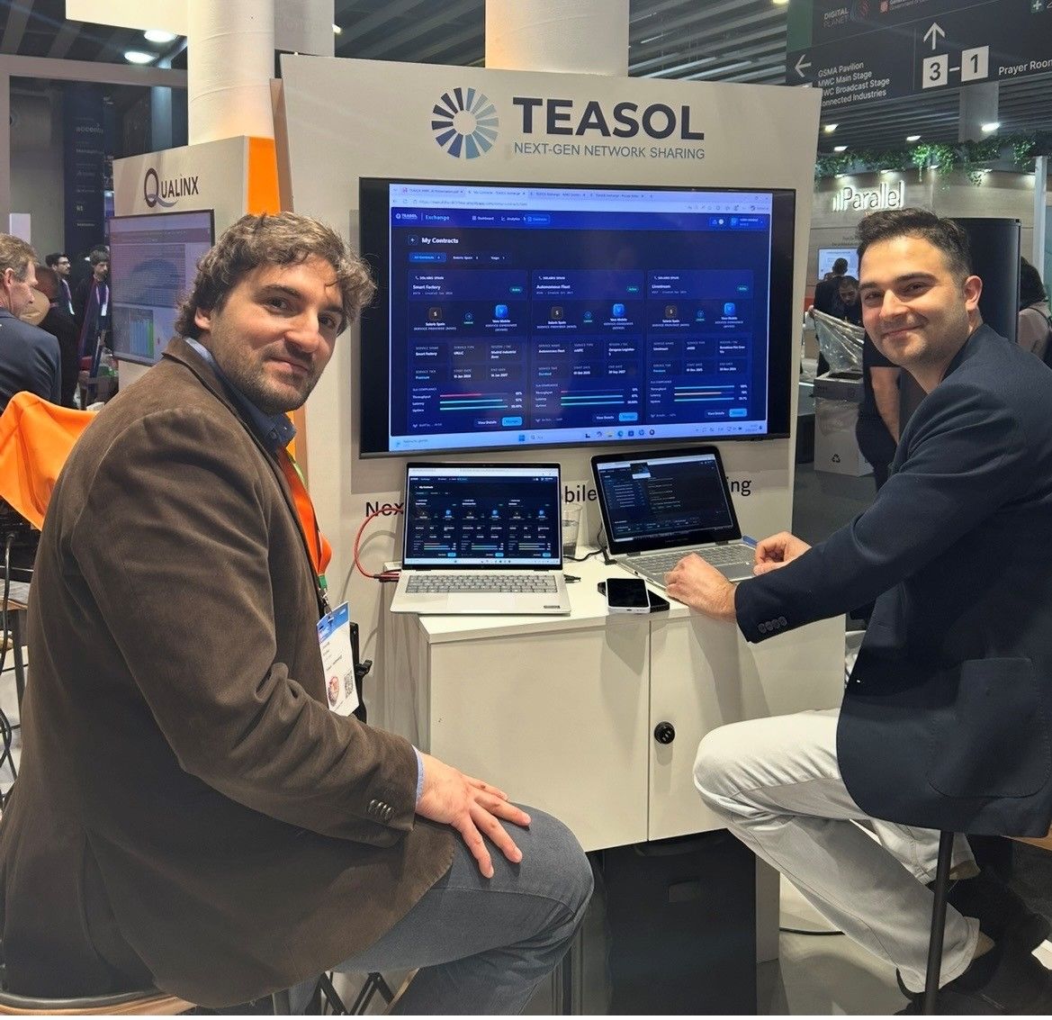 TEASOL team demonstrating the Exchange platform at MWC 2026